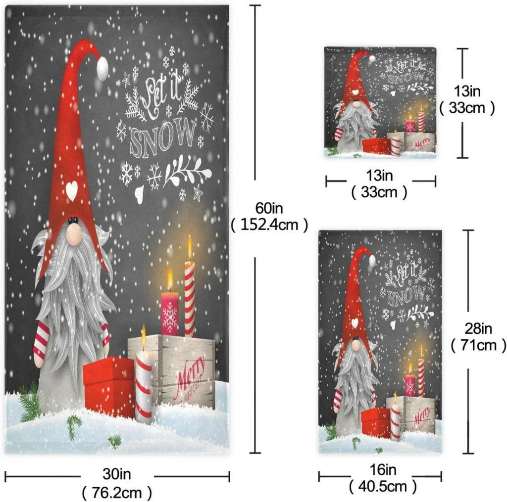 and Hotel Wellsay Absorbent Towel Highly Soft Towels Gym Towel, with Towel Bath 3, Spa Bathroom Christmas Set Hand of Washcloth for Gnome