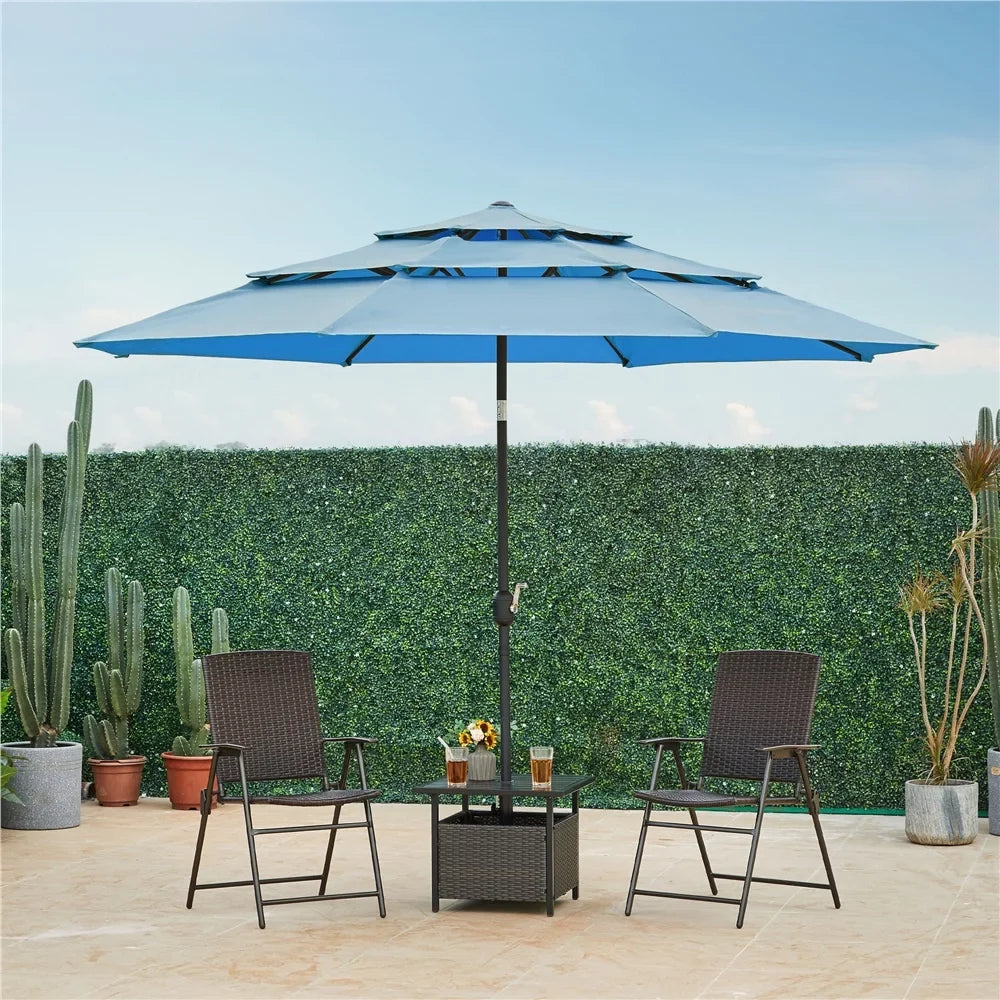 Umbrella Stand, 18'' Yaheetech 8 Base Outdoor Patio Ribs+ 10ft with Sturdy Blue 26.5 Sky lb
