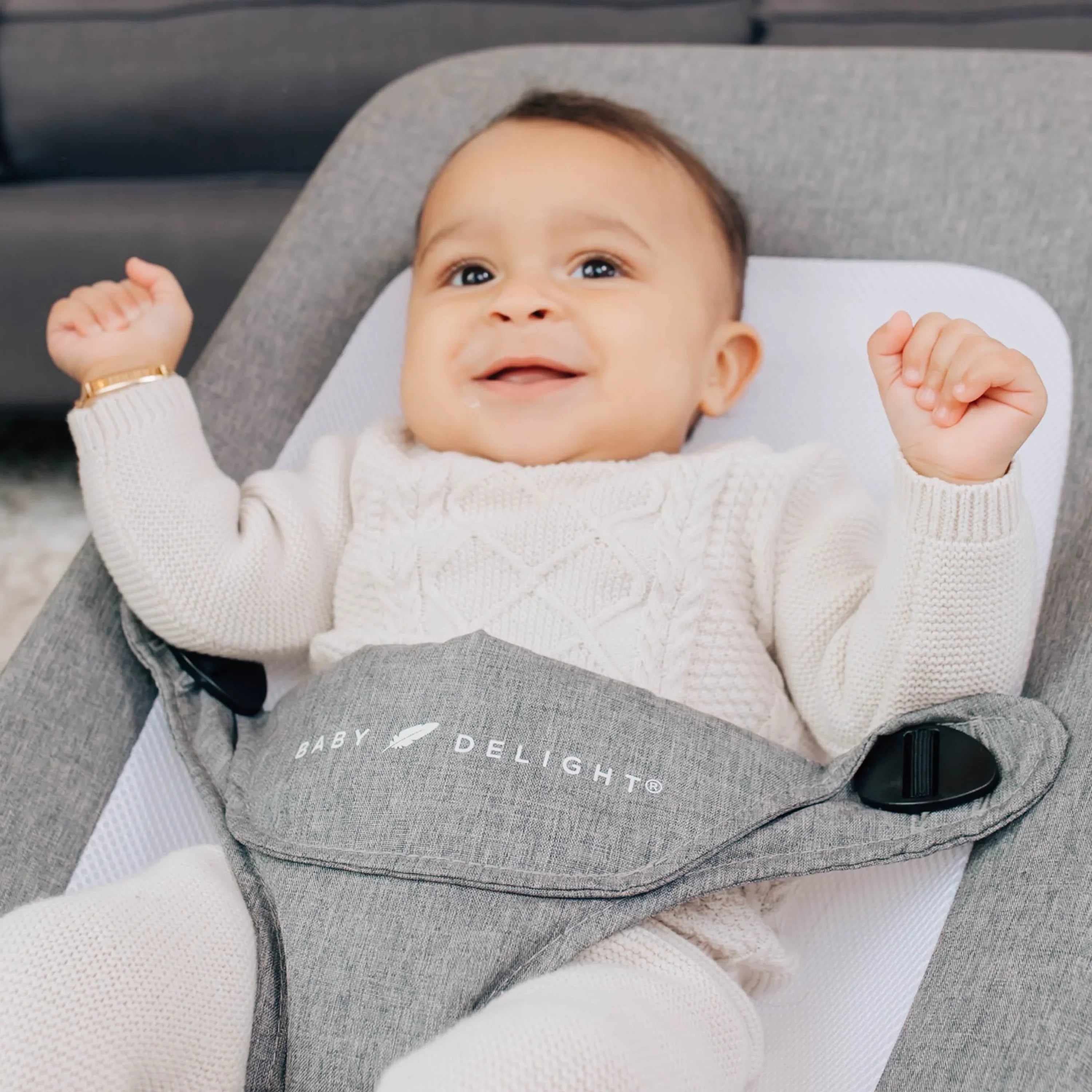 Charcoal Baby Months, Portable for 0-6 Delight Deluxe Baby Bouncer, Alpine Tweed Infants