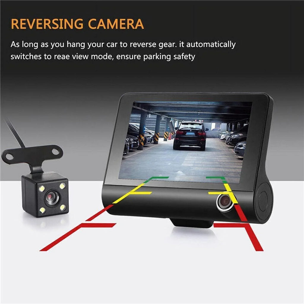 Detection 4" G-Sensor, Dash 1080P Motion Parking Dual Lens Car Front/Rear/Built-In DVR Recorder Monitoring Driving Xhy Video Camera HD Cam and
