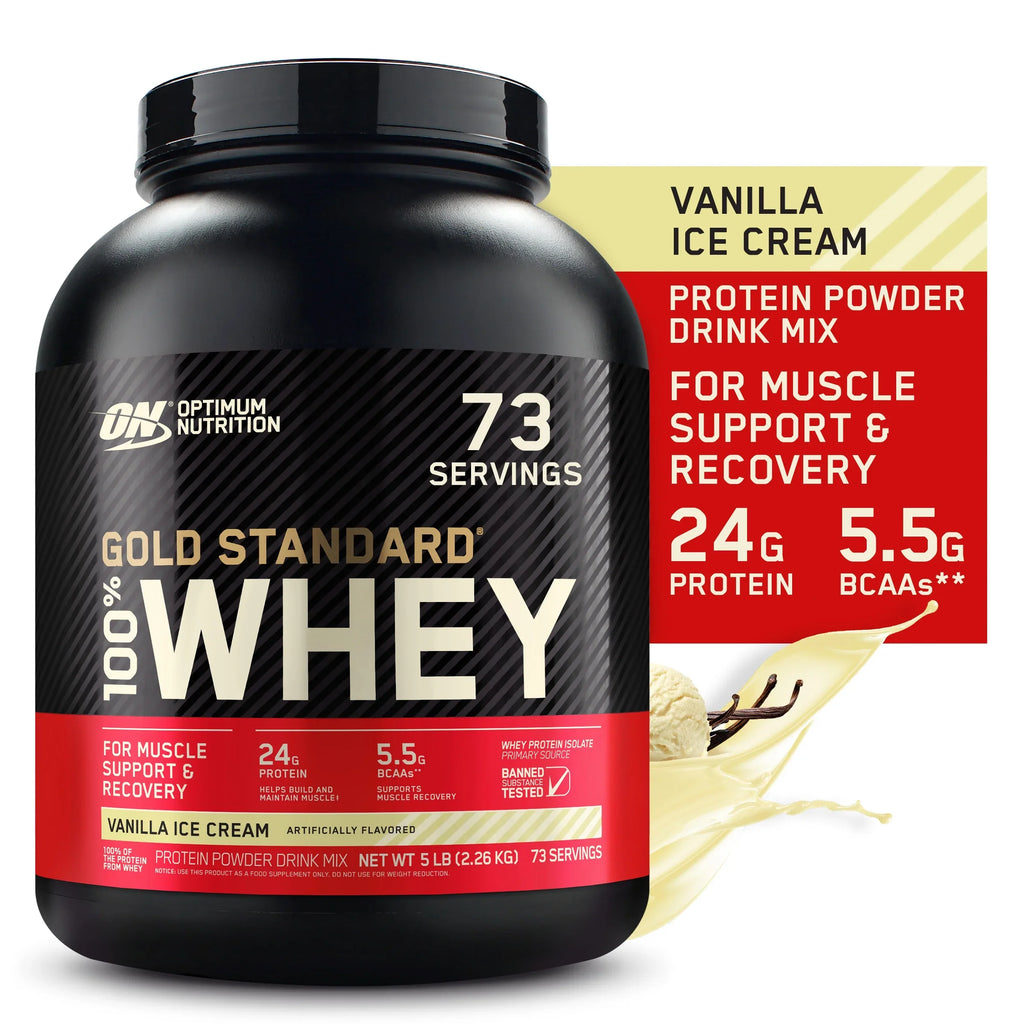 100% Cream, Powder, Standard Optimum lb, Whey Ice 73 Protein Servings Vanilla 5 Gold Nutrition,