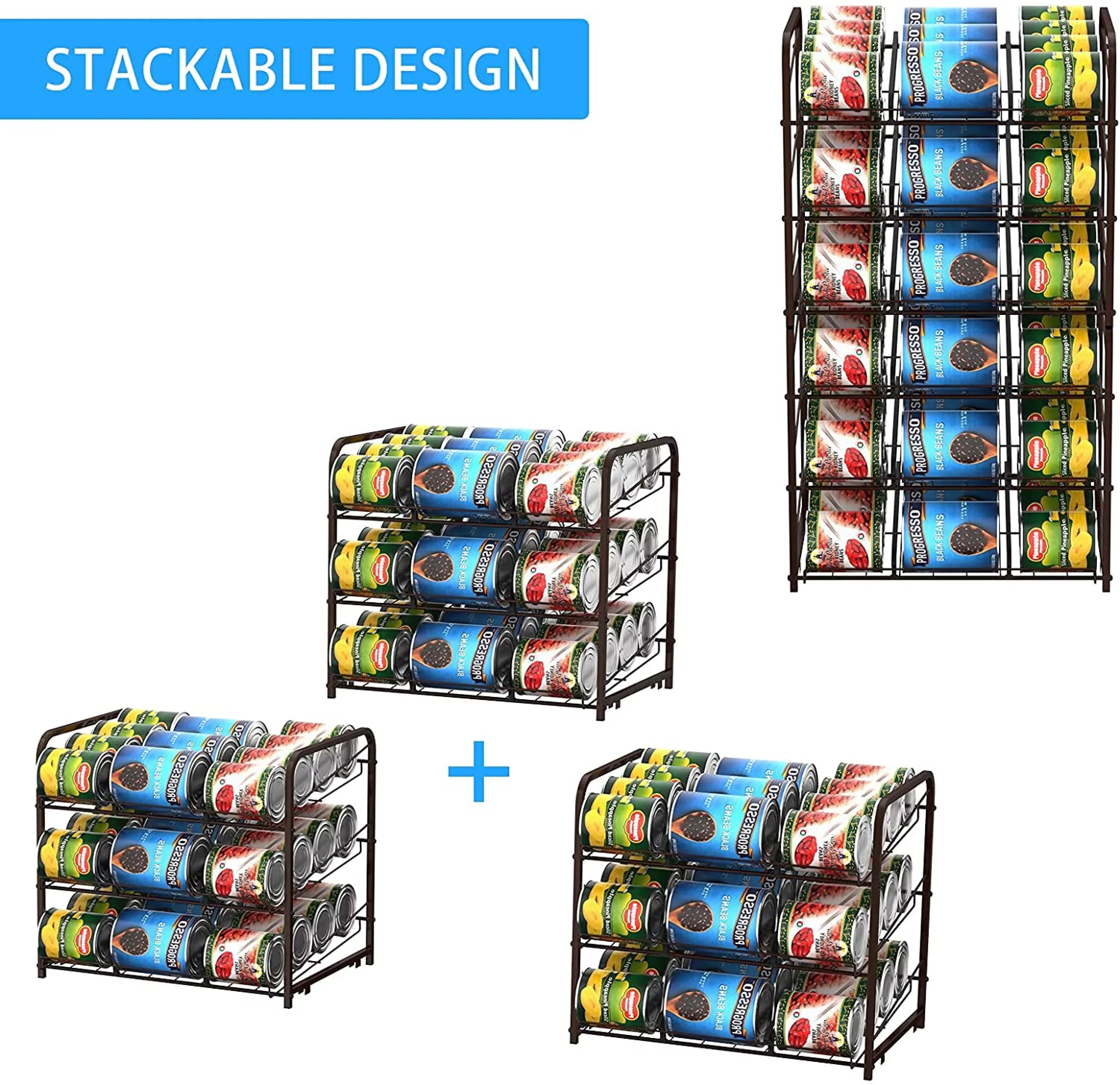 Cans Two-piece Organizer, For Room Countertops Can Stackable 72 Large Pull and Kitchen Suitable Living Capacity, Rack