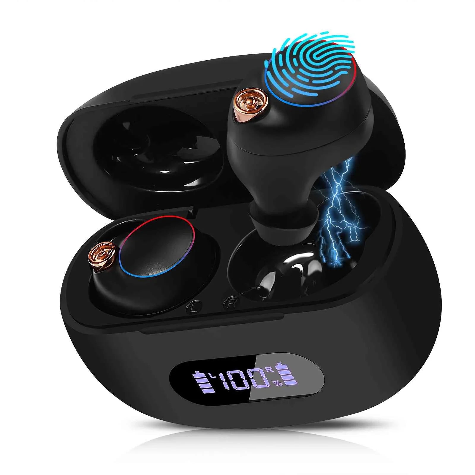 Black, Tab Connect, IPX5 Dual Compatible Bluetooth Connection, UrbanX (3rd Boost Bass Gen) Water Balanced, + with Resistance, 5.2 True M7 Lenovo Charging Bluetooth Earbuds Wireless Case,