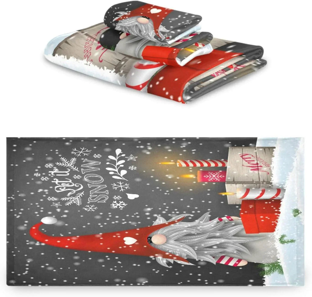 and Hotel Wellsay Absorbent Towel Highly Soft Towels Gym Towel, with Towel Bath 3, Spa Bathroom Christmas Set Hand of Washcloth for Gnome