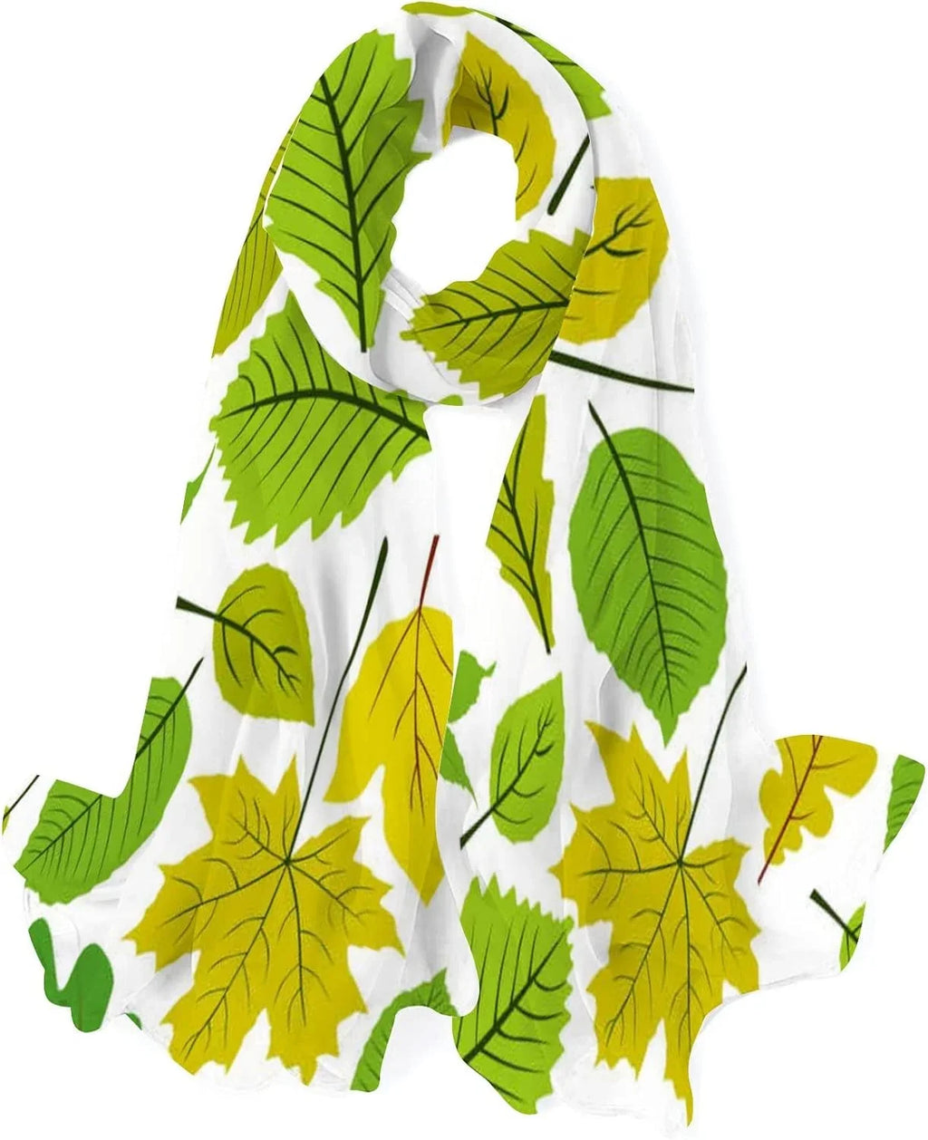 Long Scarf Lightweight Beautiful Natural Girls Silk Leaves Hyjoy Neck Wrap Scarves for Shawl Women