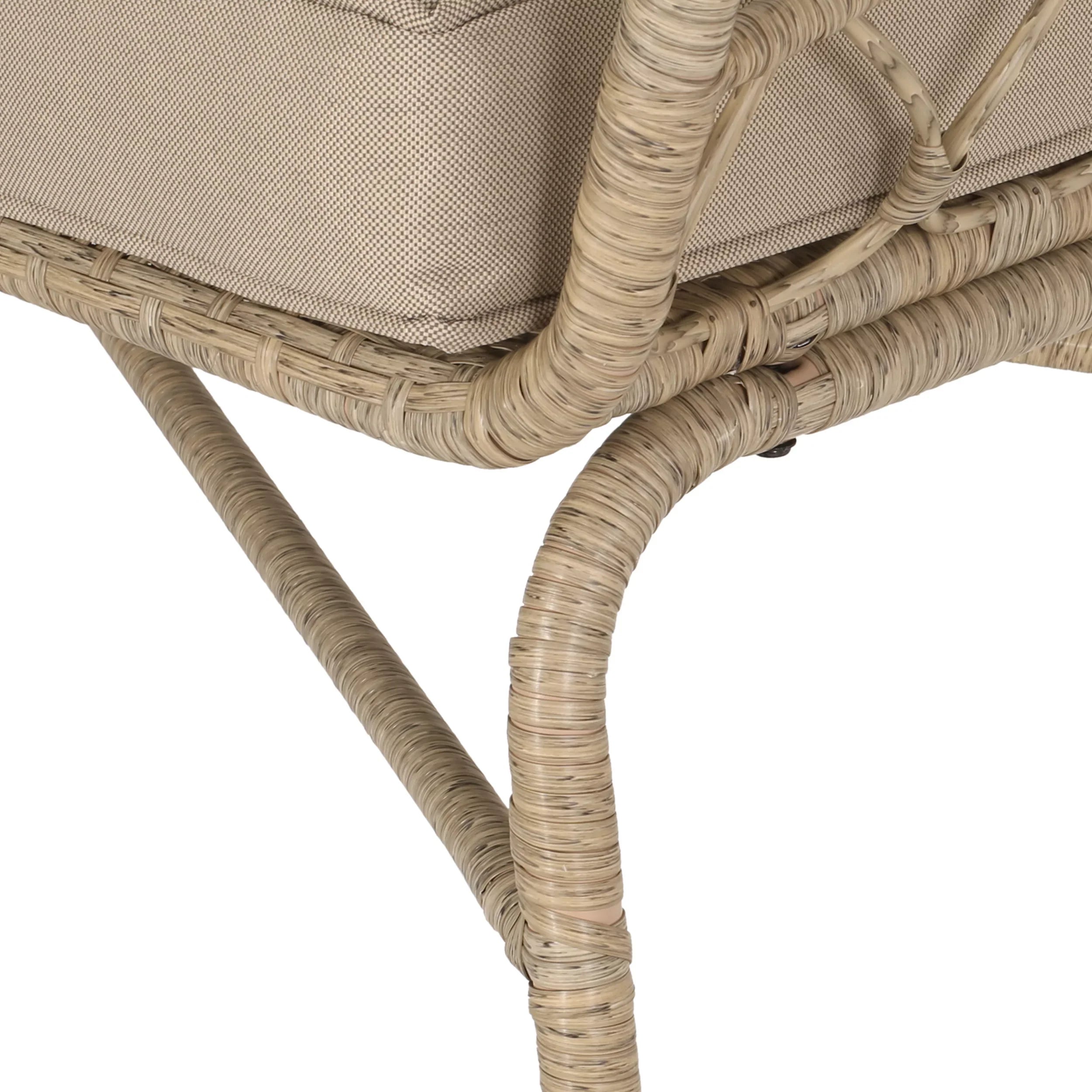 Outdoor Brown and 4 Light Wicker Cushions, Set with Beige Seater Montserrat Chat