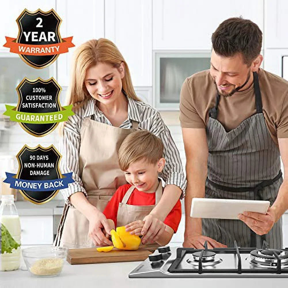 Inches RVs, Burners,12 Built-in Clean Gas Portable to Stainless Apartments, Gas Cooktop LPG/NG 2 Gas Fuel Hob Dual Outdoor Steel for Stove Easy