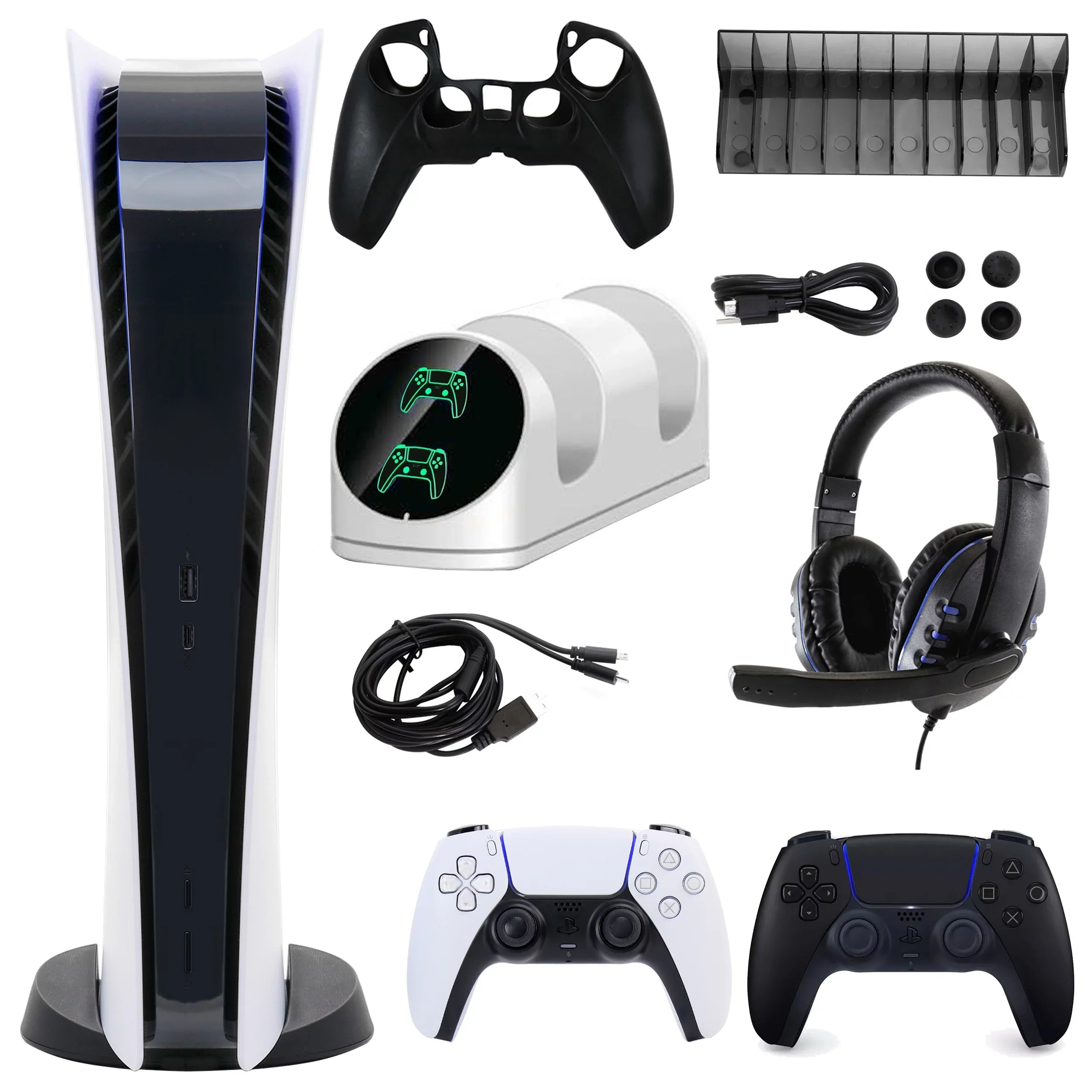 PlayStation PlayStation Console Dualsense Black Sony Digital Digital Kit Version) and (PS5, Controller 5 Accessories with Extra