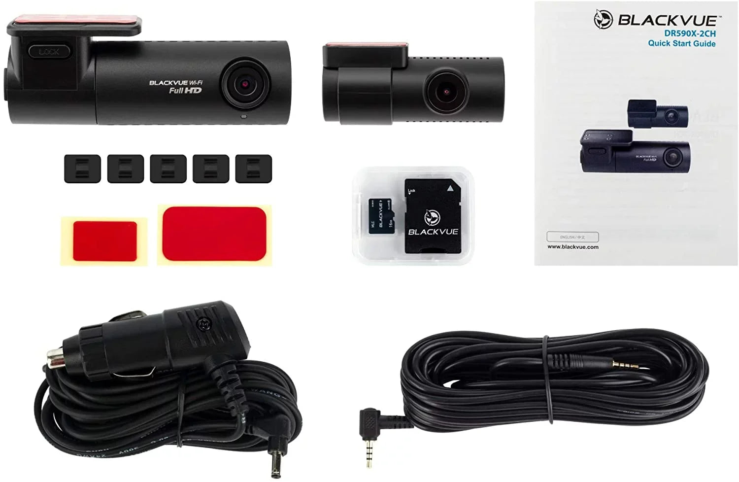 Lens Card Wi-Fi microSD | Full | BlackVue Mode with Parking DR590X-2CH Cloth Dashcam Support 32GB with Hogor HD