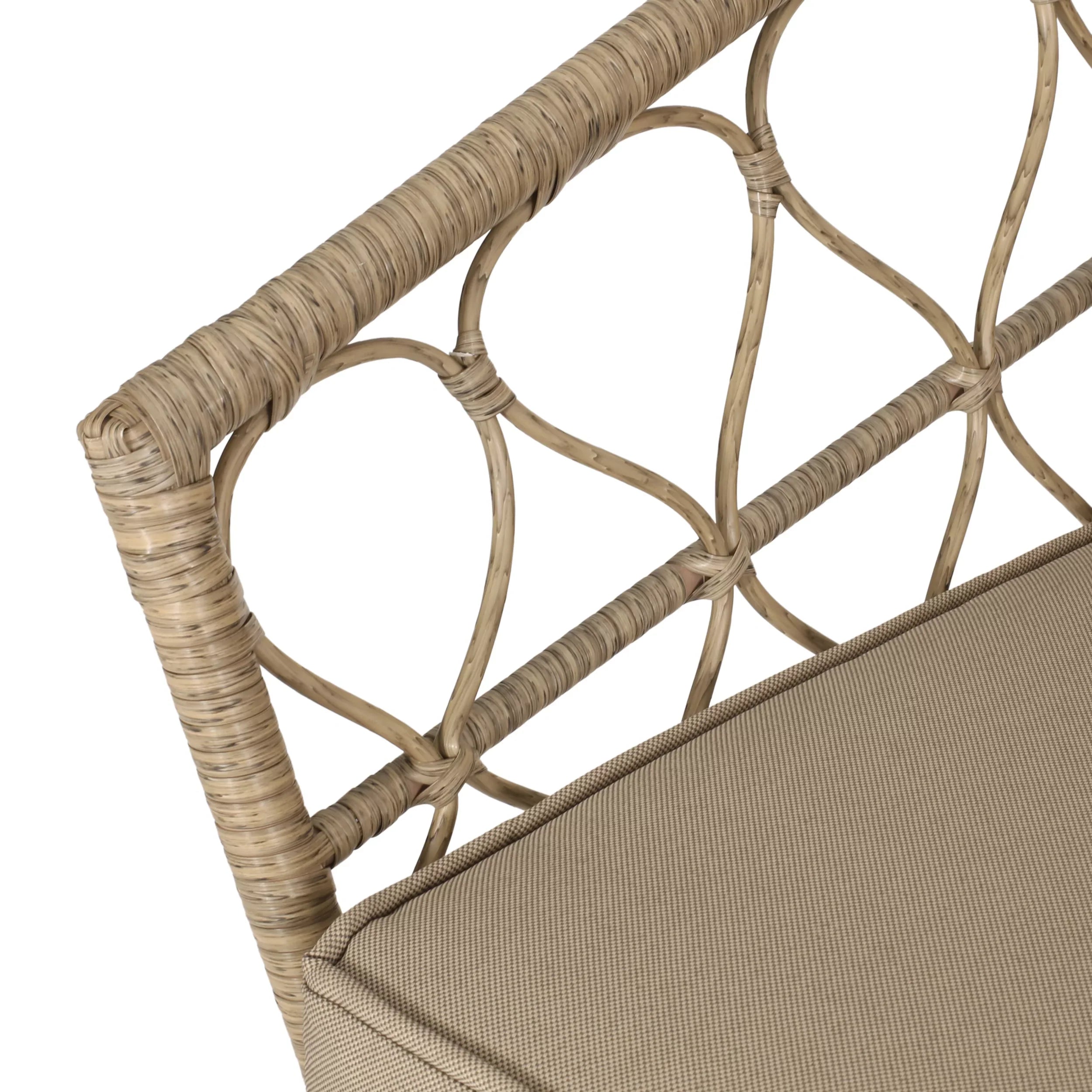 Outdoor Brown and 4 Light Wicker Cushions, Set with Beige Seater Montserrat Chat
