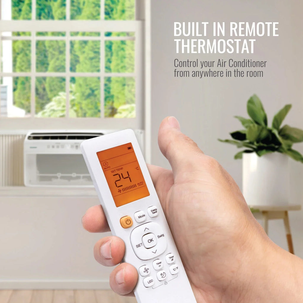 Control 8,000 Air Window BTU with Mounted Inverter Remote Keystone Conditioner