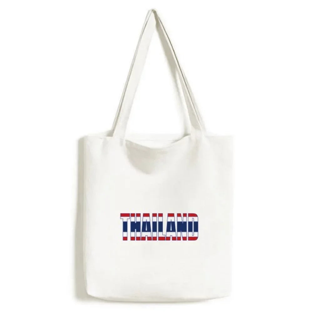 Flag Casual Name Bag Satchel Handbag Canvas Tote Thailand Country Shopping
