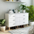 Bar by Dresser Pulls Wide Denhour White DH Modern 47-inch with BASIC 6-Drawer Mid-Century