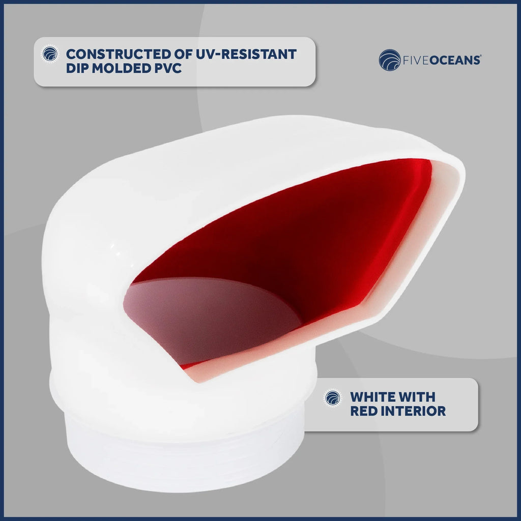Cabin Profile Cowl Snap-On - Interior, UV-Resistant Vent Intake Pack Deck and 2 FO88-M2 Low Plate or PVC, Red 3-Inch Flexible Oceans Ventilation Five and for Cover, Air with