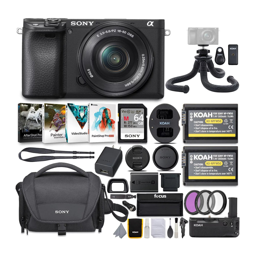 Camera ILCE6400L/B Holiday Digital Sony (Black) with Bundle Mirrorless 16-50mm