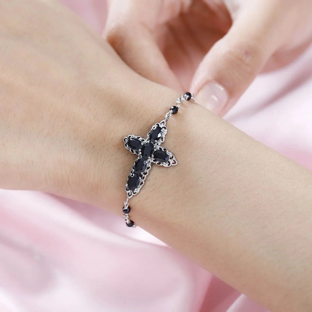 Spinel Shop Jewelry LC Day Plated Cross for Black Mom Bracelet Ct Mothers 4.79 Women Oval Platinum Gifts for
