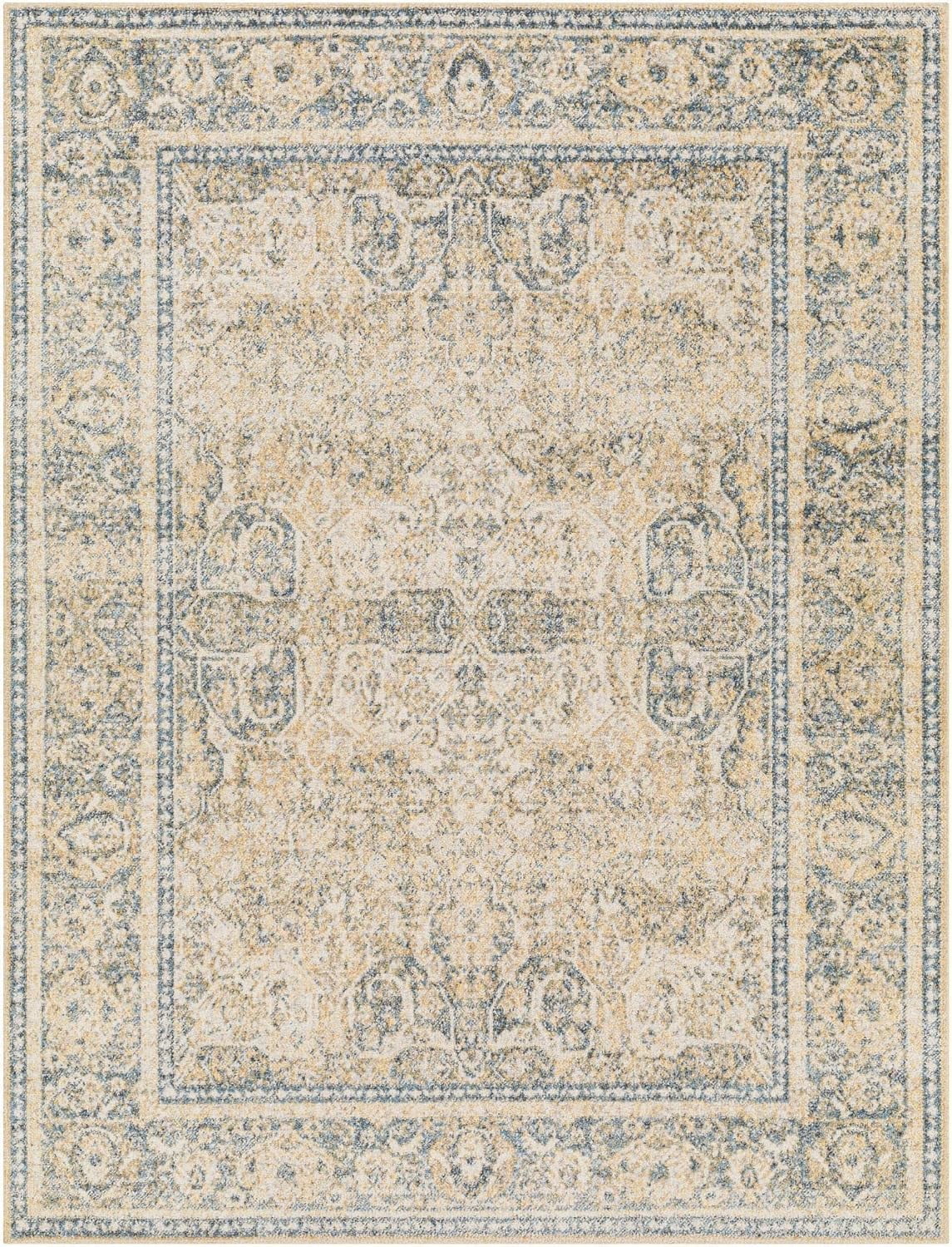 Washable Bedroom 2X3 Carpet East Traditional (2' Blue Living Room, Rugs, For Area Machine Washable) Beige Rug, Light X Kitchen Or 3',