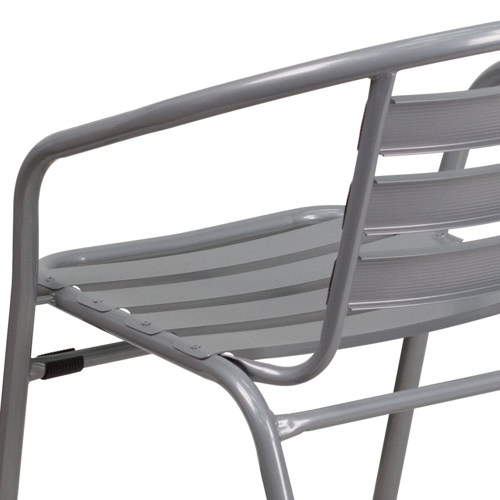 Stack Pack Slats with Silver Chair Flash Aluminum Metal Restaurant Furniture 4