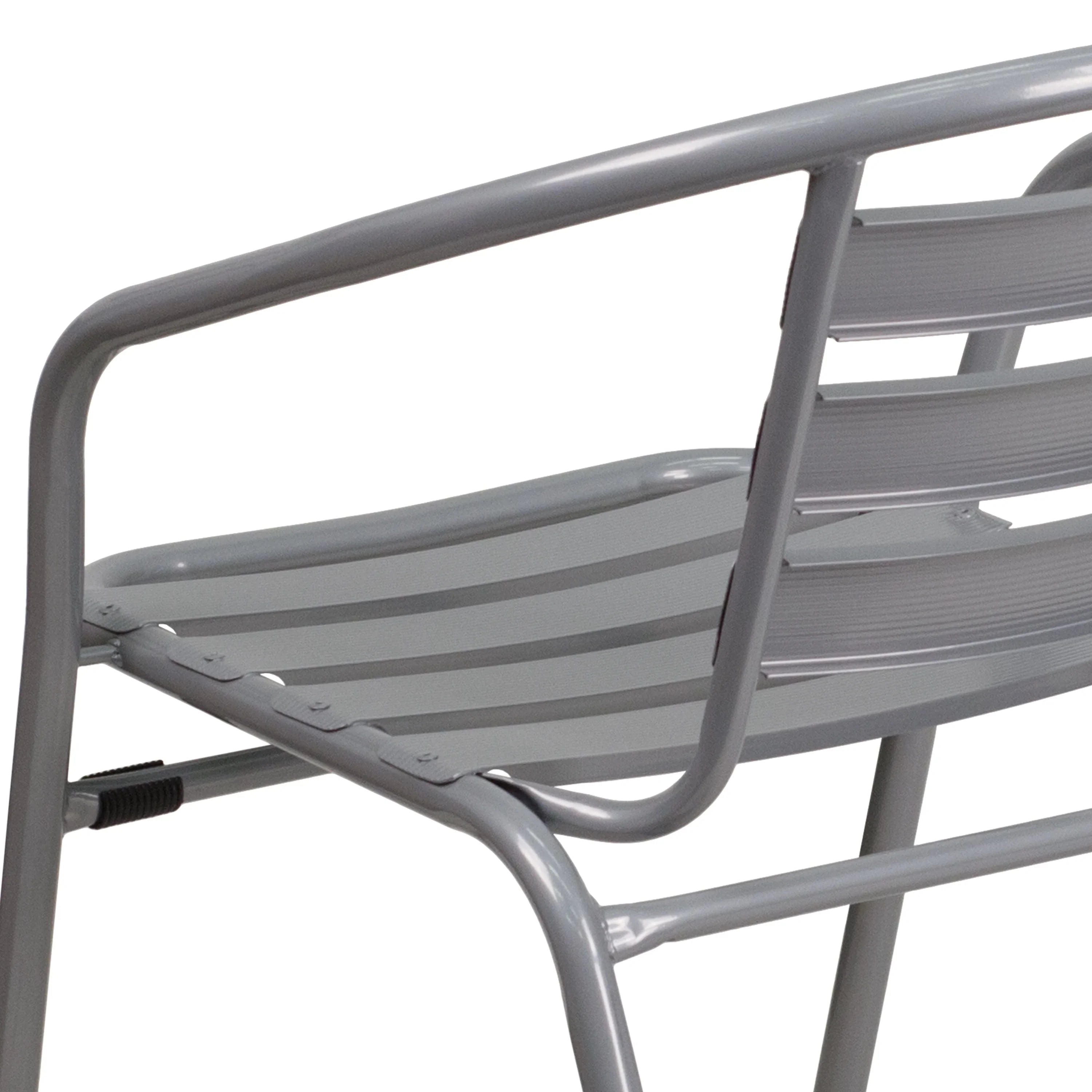 Stack Pack Slats with Silver Chair Flash Aluminum Metal Restaurant Furniture 4
