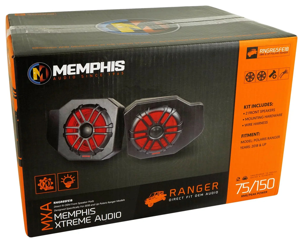 Pods+LED Speakers+Amp Audio RNGR65FE 2018+ Memphis Tower Polaris Pair Ranger For