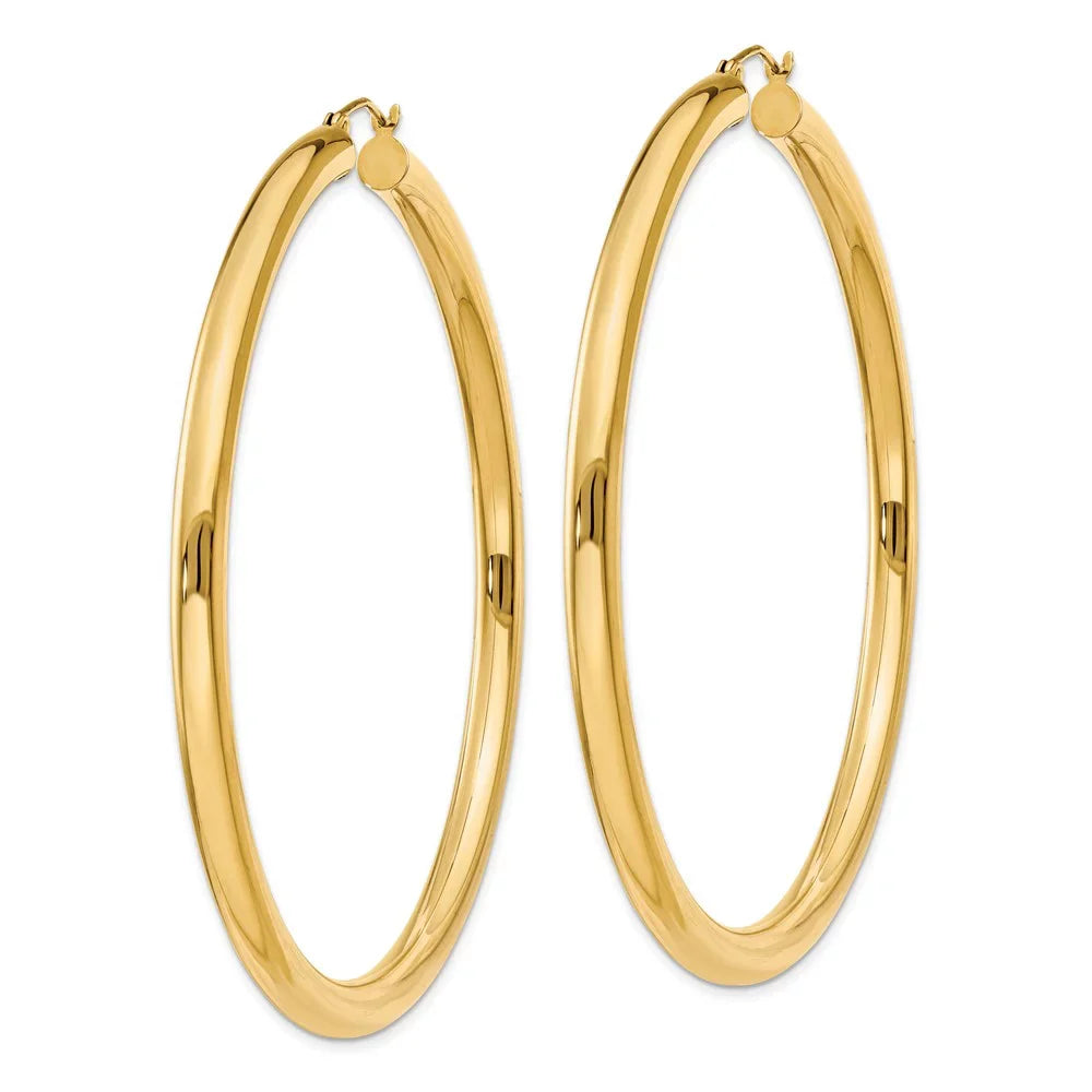 Adults Gold 14kt Yellow and for Real Hoop and Teens; Tube Men Polished Women Earrings; 4mm for