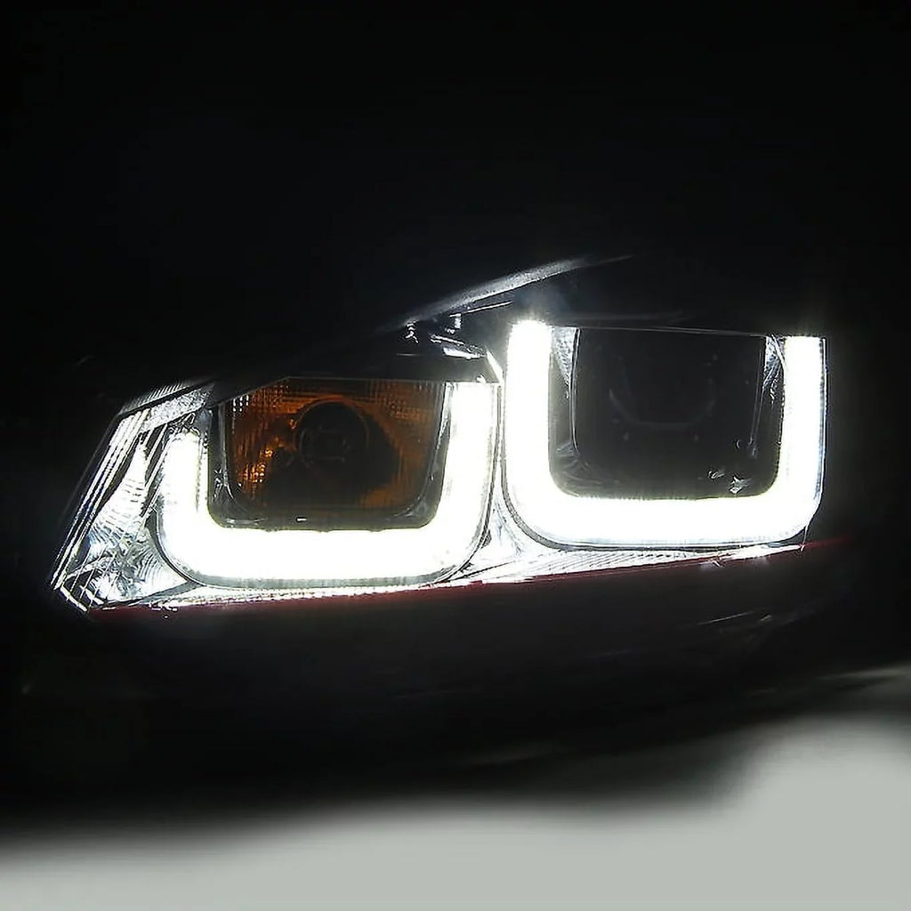 '- U-Halo] GOLF Stripe Black [Red VW Tube Projector LED 10-14 For AKKON Headlight Pair Bazel GTI Dual