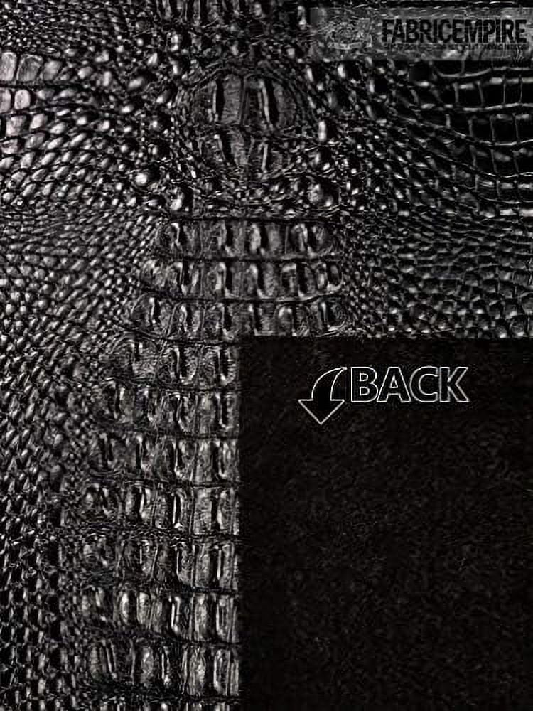 Vinyl Wide Fabric Leather Sold Black) By Yard Upholstery Glossy (SEMI Crocodile Fake 54" The