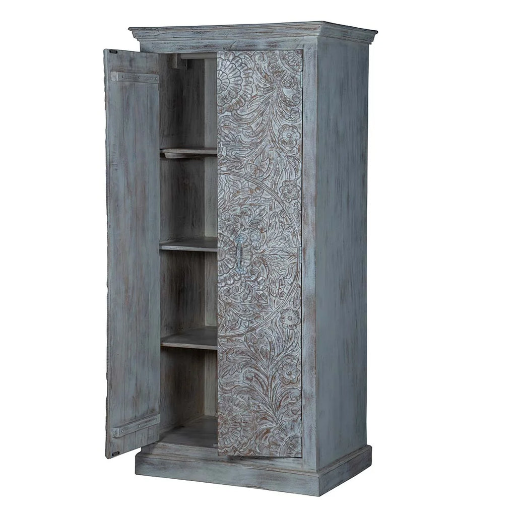 White Chic Carved Shabby Wardrobe Maadze