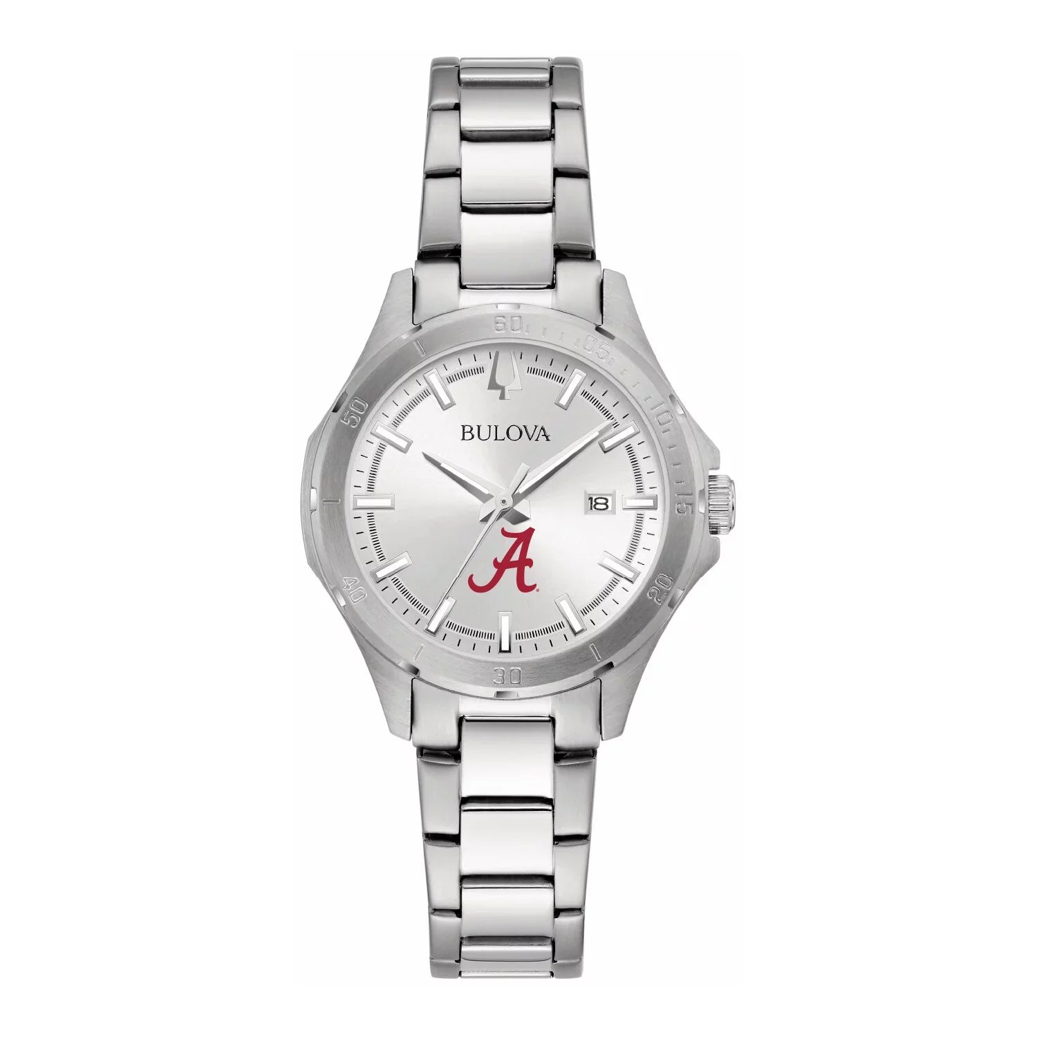 Crimson Watch Women's Sport Steel Stainless Classic Bulova Tide Alabama Silver