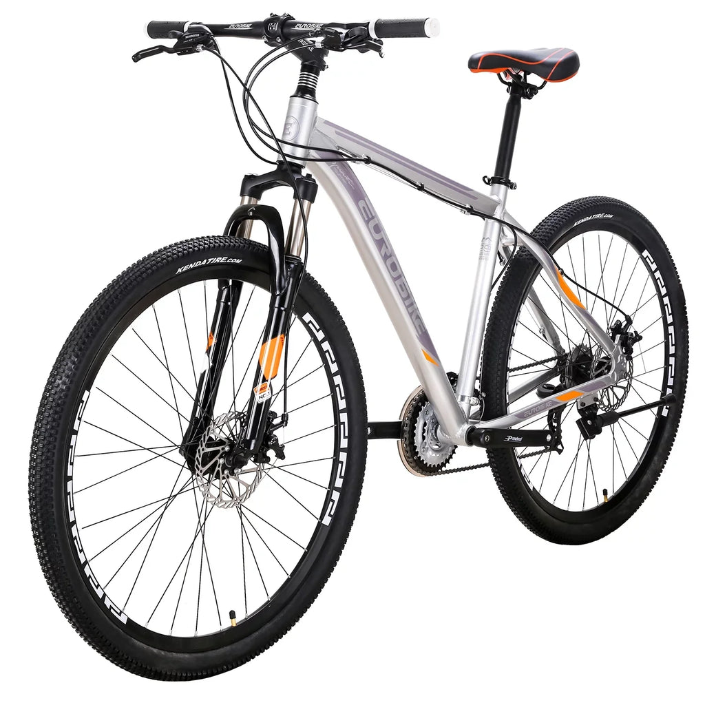 21 Speed,Dual Disc Eurobike Mountain Mountain Silver Mens 29 Adults Aluminum, Bicycle for 29er, 19 Bike, Multi-Spoke X9 inch Inches, Brakes, Bikes