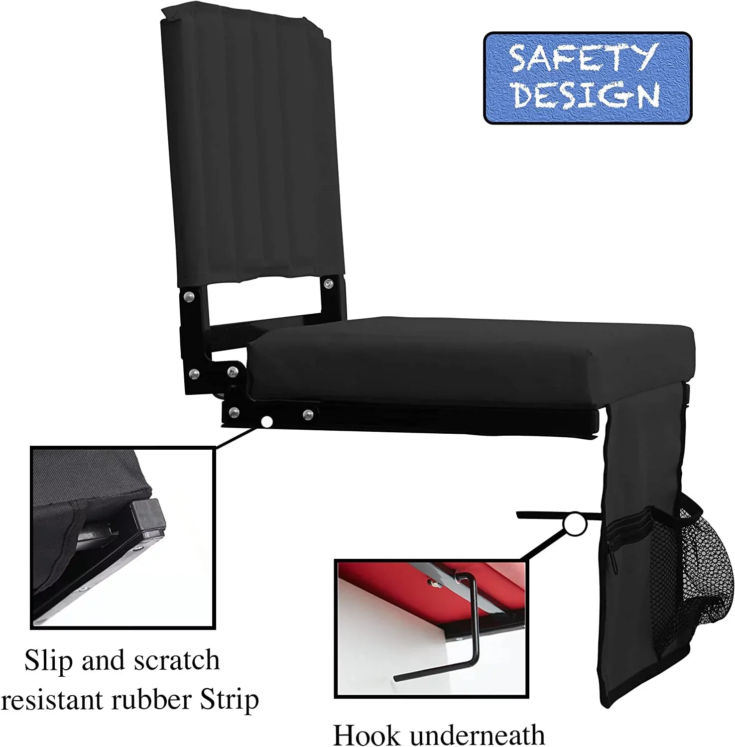 Bleachers Cushion Cup with Chairs CozyBox 2-Pack Foldable and Padded Stadium Stadium of for Seat Holder with Strap