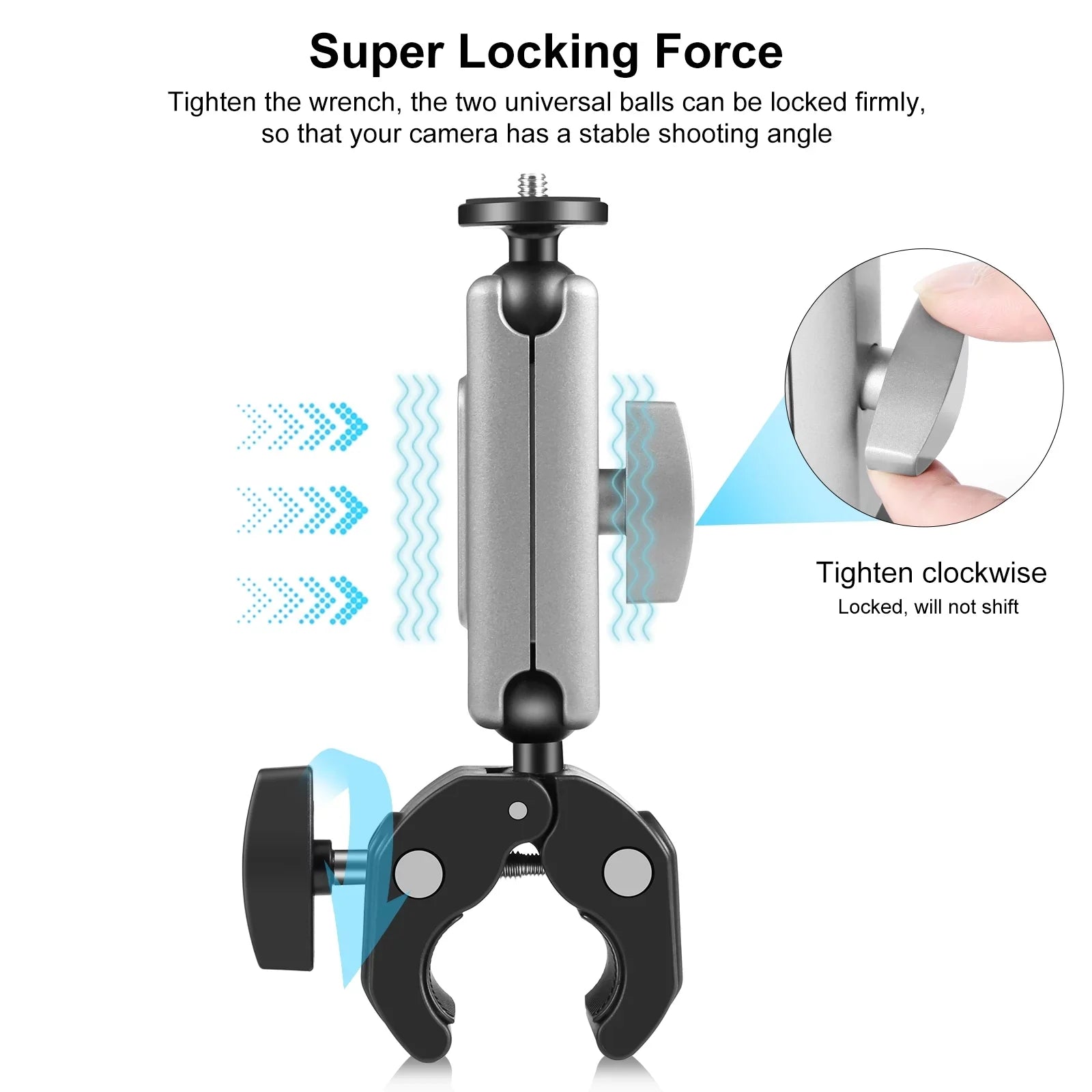 Handlebar Dual Rotatable AKASO Mount, DJI Hero PULUZ Aluminum PU867B Alloy Ball 11/10/9/8 Head, Clamp Adapter, Compatible
