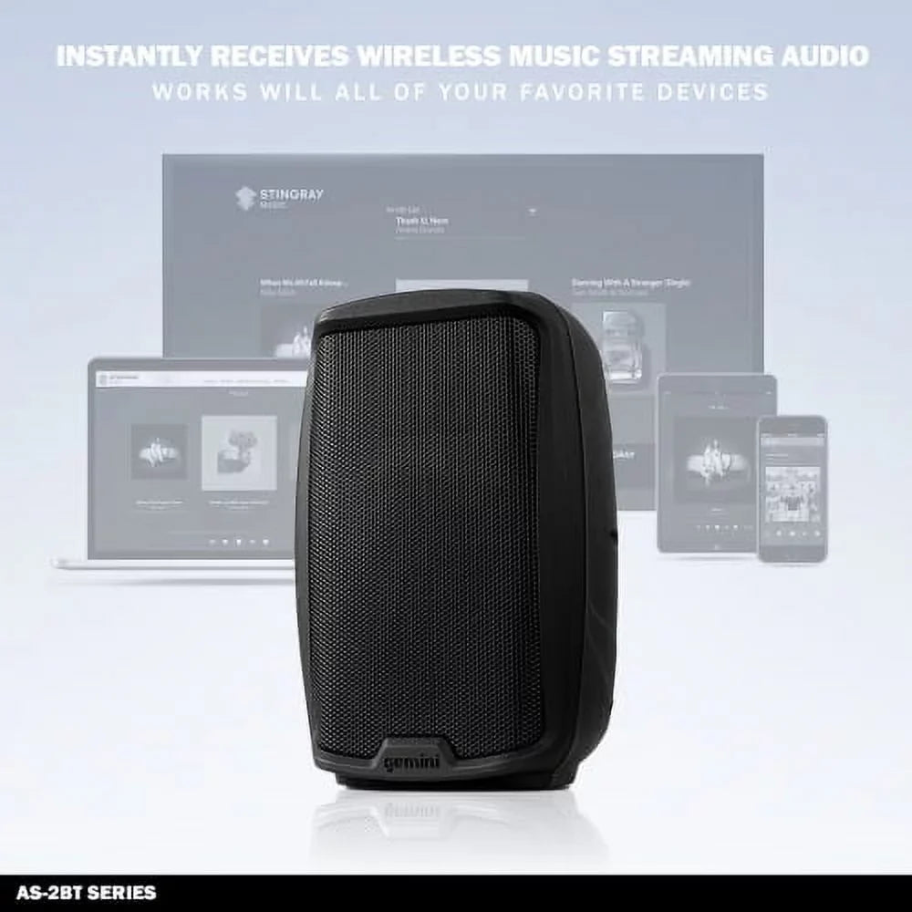 Active 15" PA Speakers Watts System Sound AS-2115BT Pro 2000 DJ Audio Bluetooth Gemini Inch