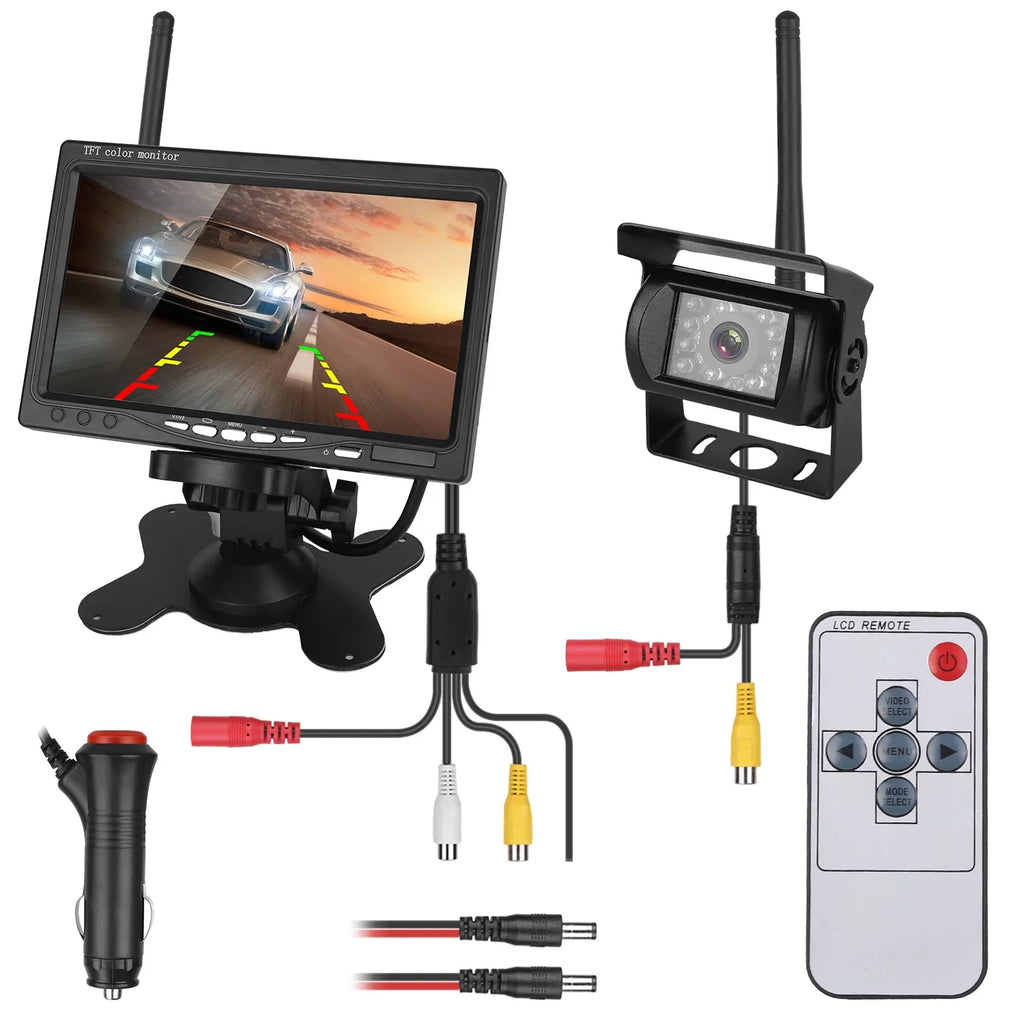 2.4G System Signal IP67 Van with Reverse Trunk SUV Vehicle Car Waterproof Car Screen Kit System Wireless View Parking Rear Backup Night 7In Camera for Vision Stable Monitor iMounTEK