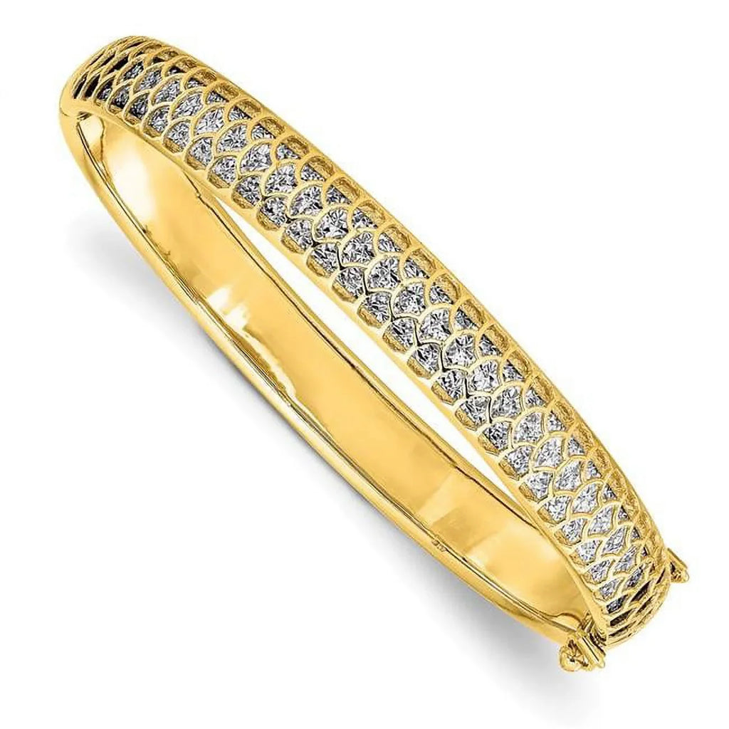 Hinged 14k Two-Tone Polished Bangle D/C Gold