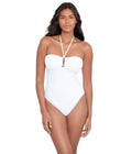 LAUREN Crochet White Womens Ralph Bandeau Lauren 14 Ring One-Piece
