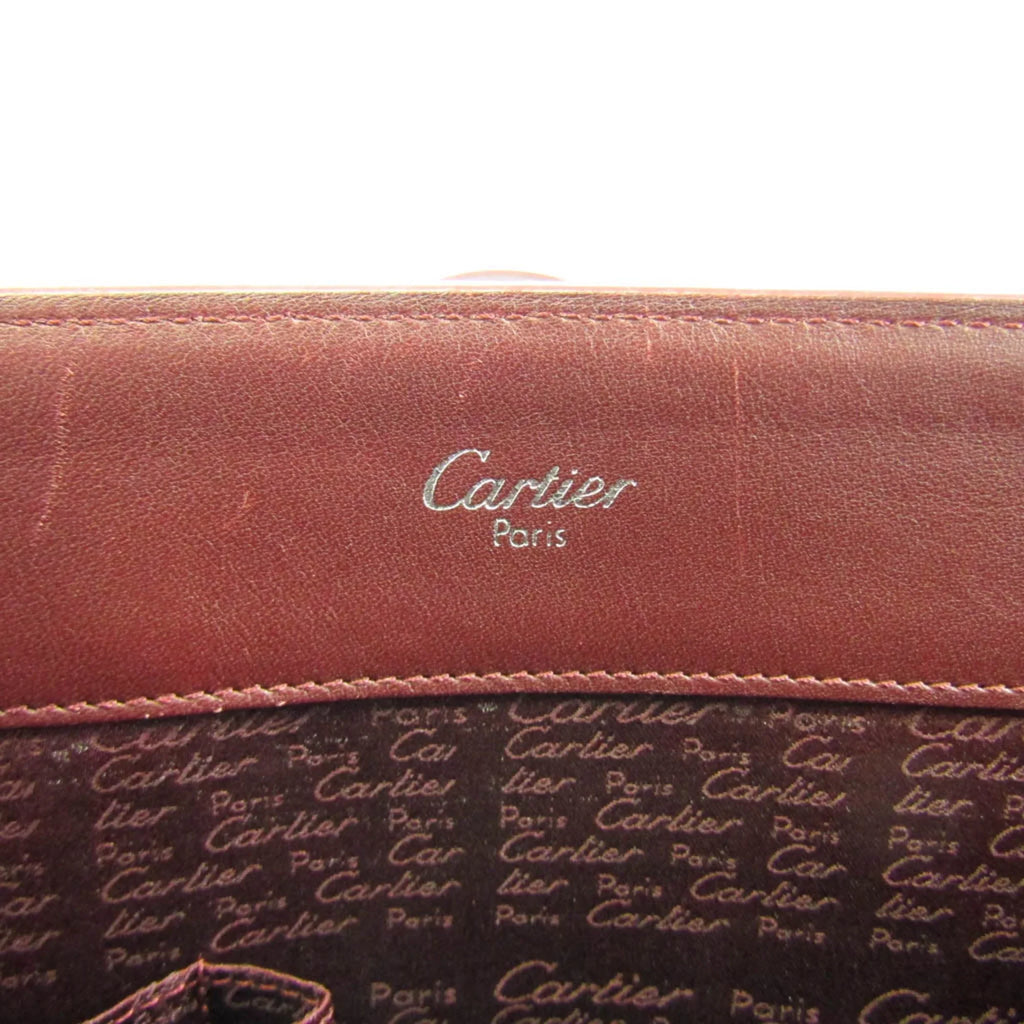 Bag Pre-Owned Tote Cabochon (Good) Cartier Women's Bordeaux Leather