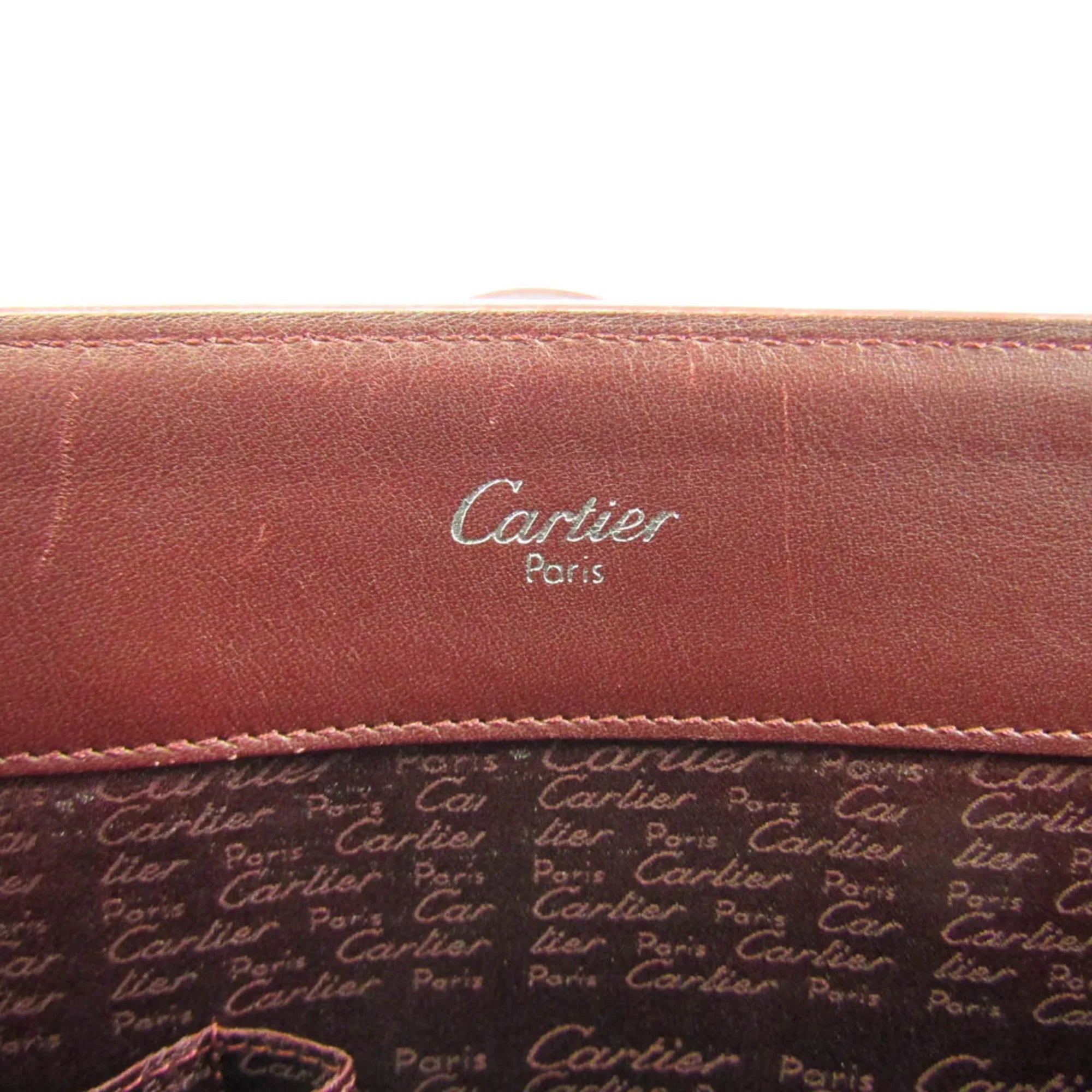 Bag Pre-Owned Tote Cabochon (Good) Cartier Women's Bordeaux Leather