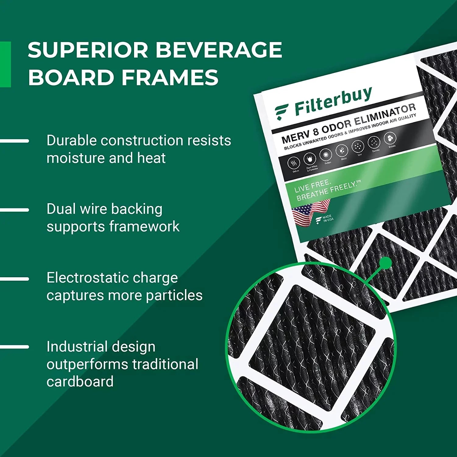 MERV (6-Pack) 8 HVAC Pleated Activated Filterbuy Furnace Air 16x24x1 Eliminator with Odor Carbon Filters AC