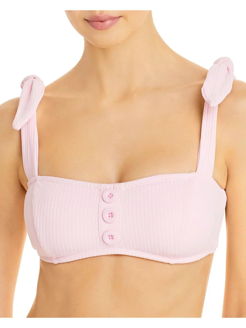 Pink D Strap Womens Tie Bandeau Top Shoshanna Swim Separates