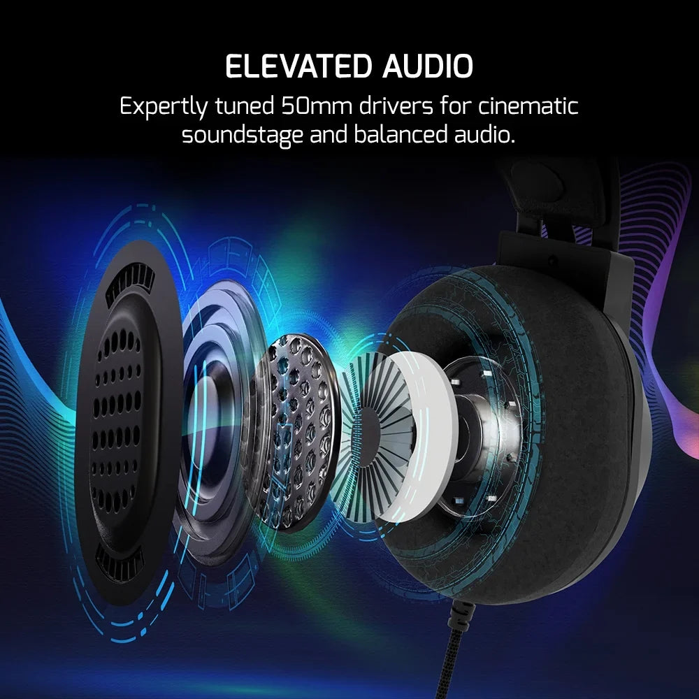 PS5, Playstation, Sound, Drivers, PC, Voldon 7.1 USB with Comfort for Virtual GAMEPOWER Black Wired 360 Design, Noise Gaming PS4, Spatial - Audio, Led Headset Surround 50MM Mic Headphones Cancelling