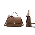 Shoulder Bag Leather bag hand Silk square Handle ladies crossbody Flap bags PU Brown handbags bags Women's Scarf women