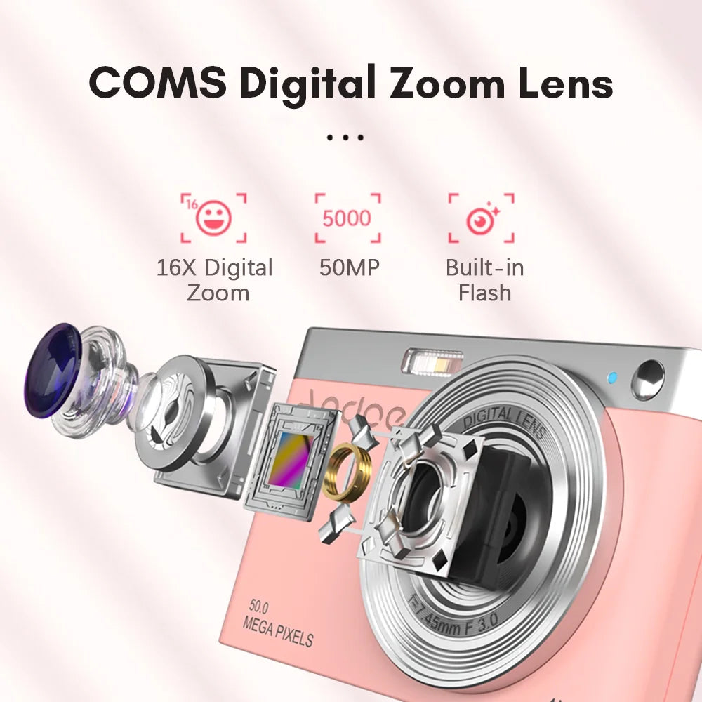 16X Auto Zoom with 4K 50MP, and Digital Video Teens Camera Focus, Compact for