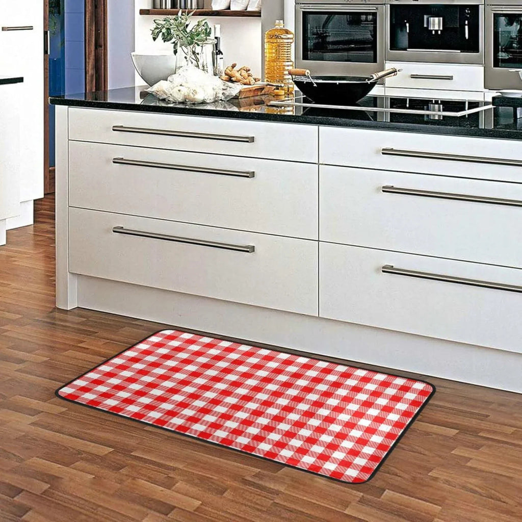 Kitchen Plaid 39 Bestwell Bedroom Mat Mat Slip White Red for Rug Waterproof Washroom Rug Comfort Sink 20 Kitchen inch Non Kitchen and Anti-Fatigue Washable x Floor