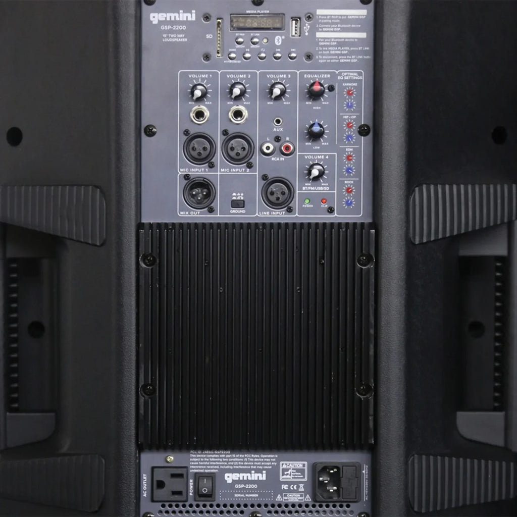 Gemini 2,200 System Speaker GSP-2200 Media & Player Wireless Watt Microphone , UHF with Powerful Dual Built-In Bluetooth Peak GMU-M200 843631171035 Ultra