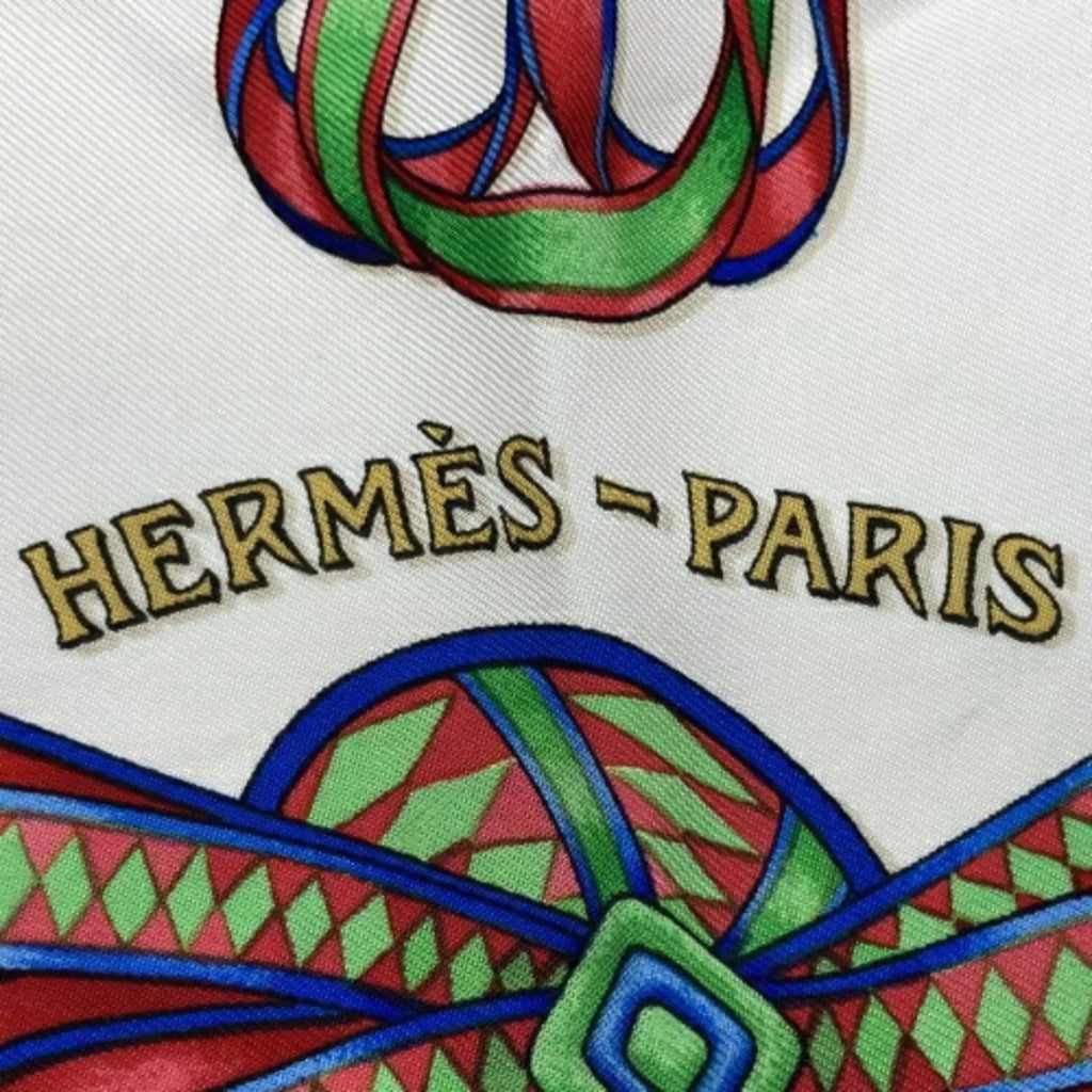 DU Horse Carre90 RUBANS Pre-Owned (Good) Scarf LES Fashion Ribbon Gray HERMES Accessory CHEVAL Silk Ladies