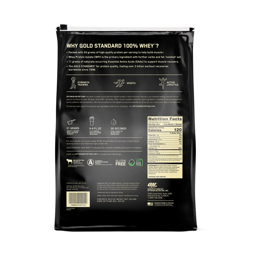 Gold Protein Ice Optimum Cream, Vanilla lb, Nutrition, 9.98 Servings Powder, Whey Standard 100% 146