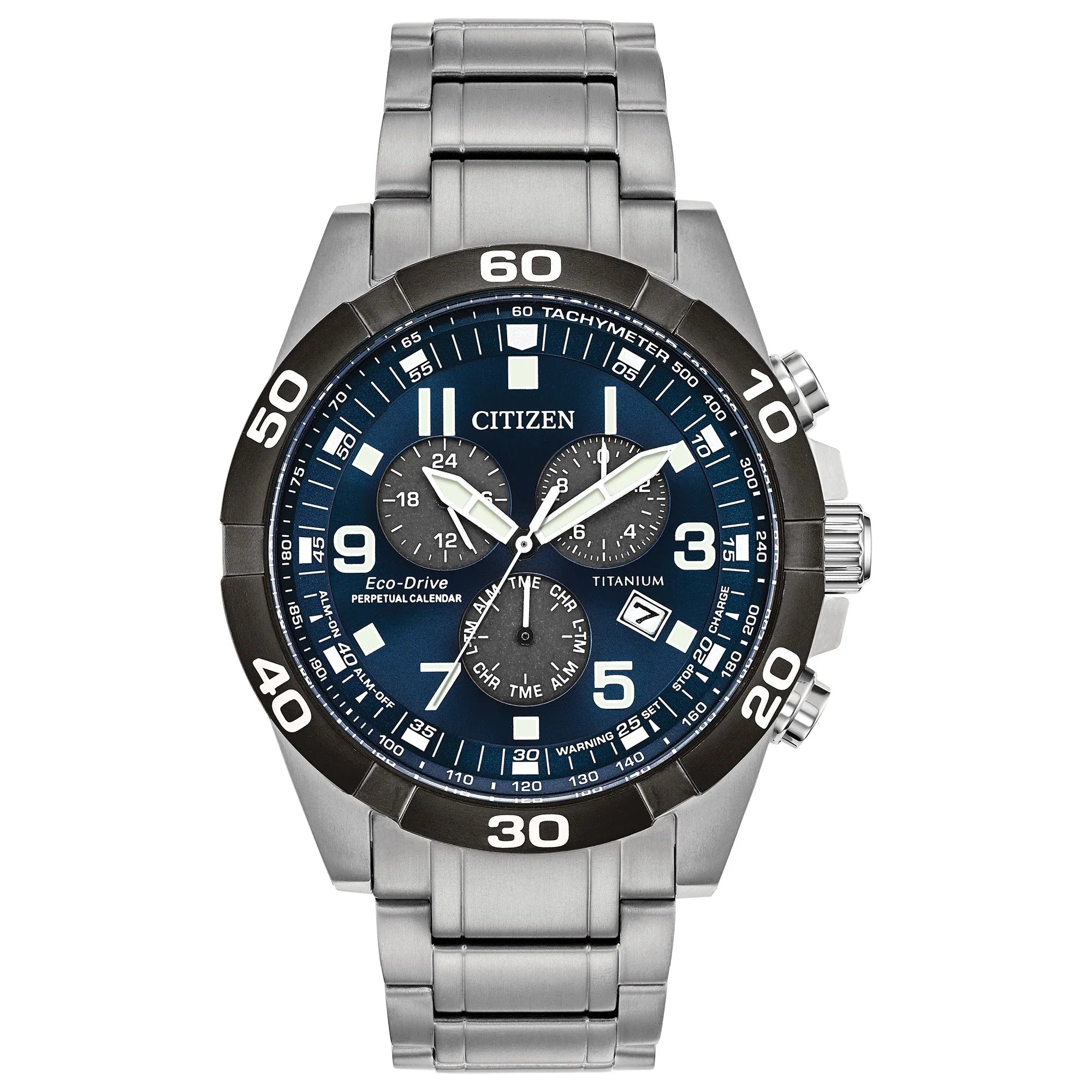BL5558-58L Perpetual Men's Citizen Titanium Chronograph Watch Eco-Drive Calendar