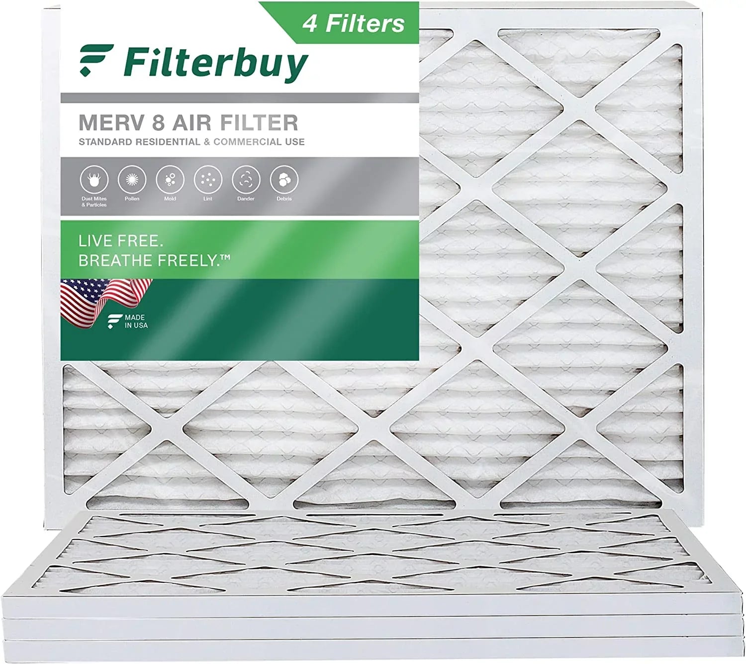 8 (4-Pack) MERV Air Filters Furnace HVAC Pleated 16x21x1 AC Filterbuy