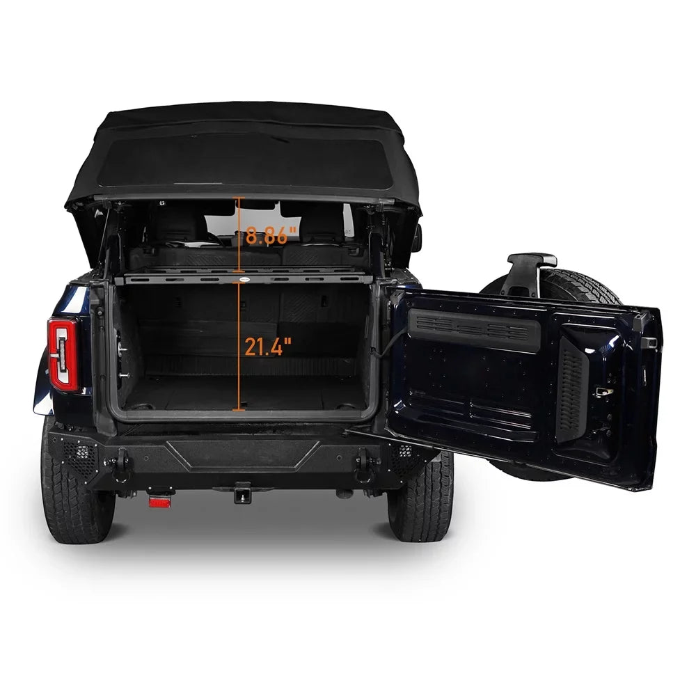 Fit Rack Bronco Basket Box Luggage Rear Black Road Cargo 2021-2023 Ford Hooke 4-Door